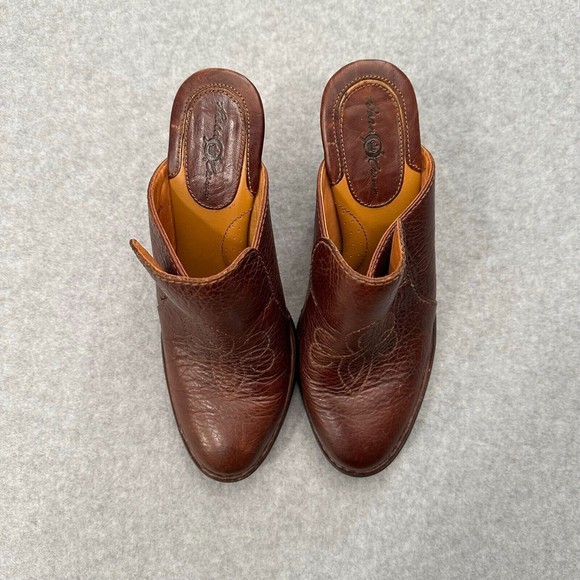 Born Crown Womens Mules Brown Leather Clog Heel Size 7M 38 BOC By Born - Picture 2 of 11